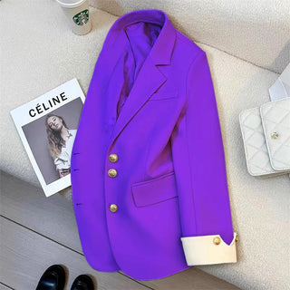 موضة 2025 جديد fashion office lady coat أكمام طويلة buttons pockets plus size توب ربيع خريف women blazer coat