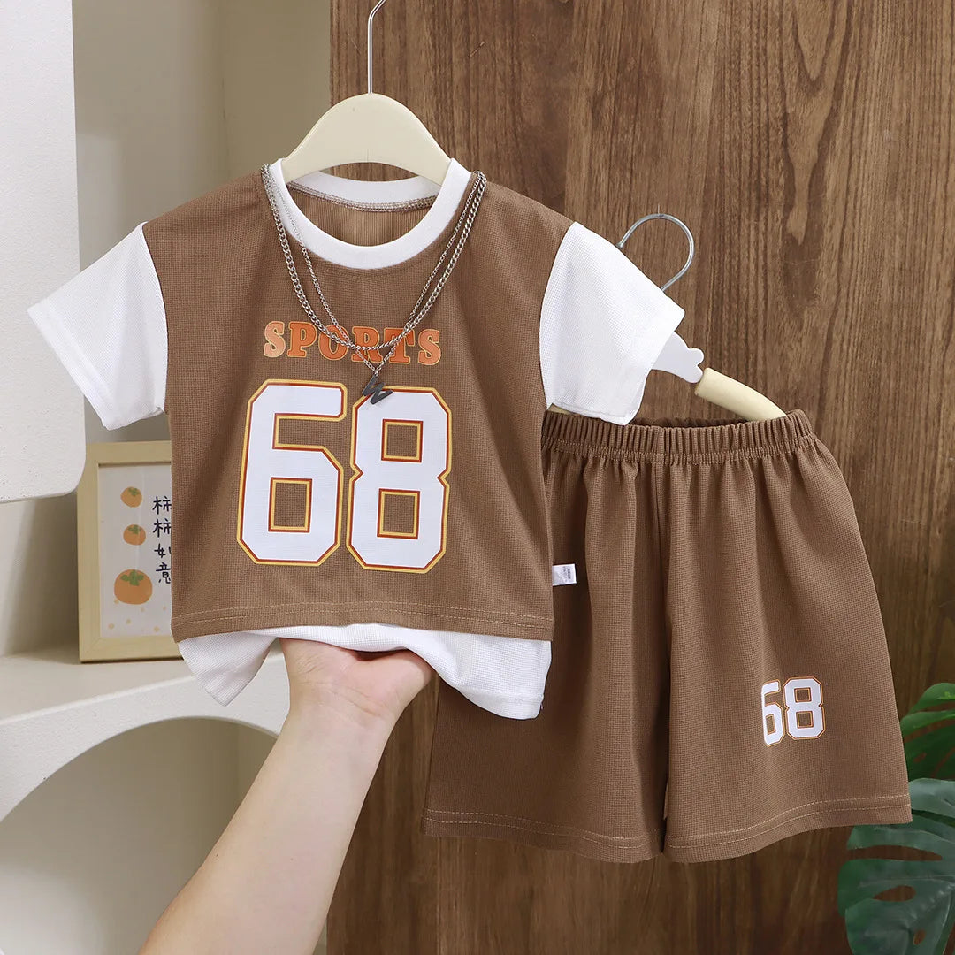 children's صيف two-piece sports jersey جديد أولاد' baby خفيف t-shirt shorts for أطفال' outdoors