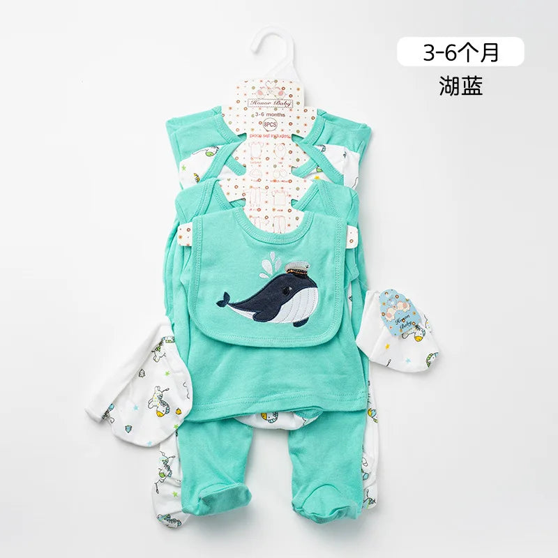 100% cotton unisex bodysuit gift 8pcs طقم baby infants clothing romper boutique newborn baby babi clothes sets 0-3 months