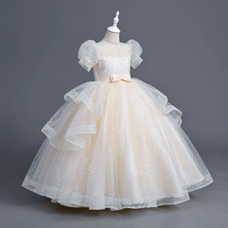 صيف أميرة فستان for بنات one-year-old small host banquet wedding gown with o-neck collar and طويل ستايل