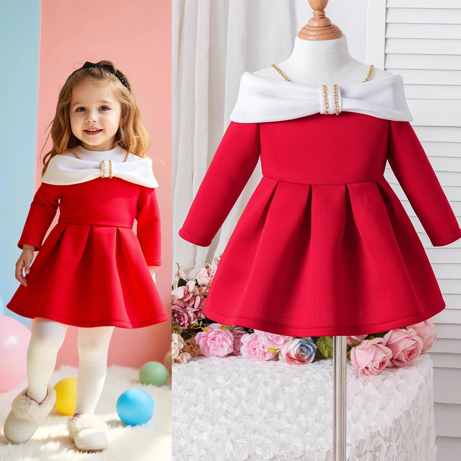 جديد بنات' floral printed فستان ربيع وخريف children's strap shoulder knee-length بدلة with ruffle decoration odm supply