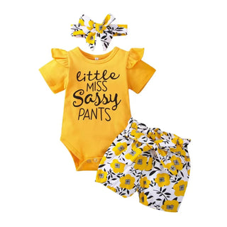 newborn بنت أكمام قصيرة letter جمبسوت pants butterfly headband 100% cotton tights بدلة cute odm snap button closure clothing