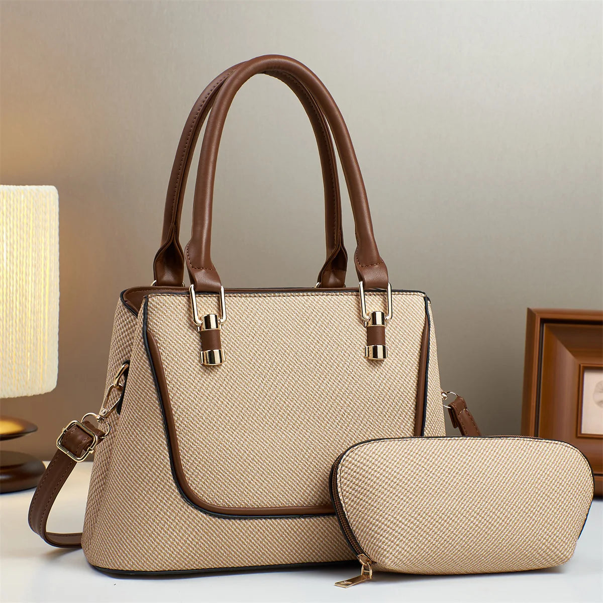 شنطة يد موضة 2025 للنساء - 2025 PU Leather 2 Pieces Bags Set Ladies