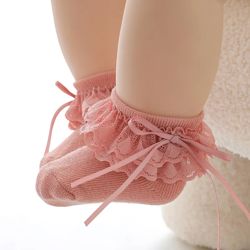 بنات' red bow-knit كاجوال socks full moon أميرة crew socks for ربيع وخريف baby knitted technique at high quality