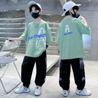 جديد صيف طقم for أولاد، أكمام قصيرةd pants، mid size أولاد، handsome صيف clothes كاجوال طقم قطعتين