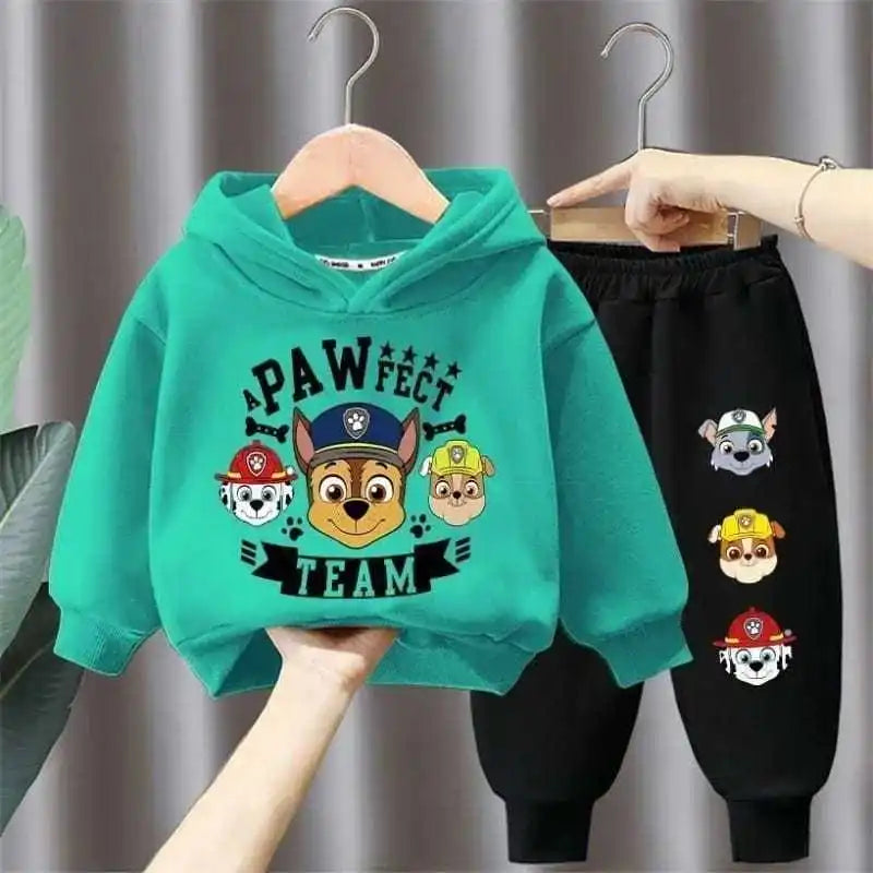 جديد أولاد' كاجوال outfits two-piece cotton hoodie بدلة with foreign ستايل cartoon printed توب children's sizes