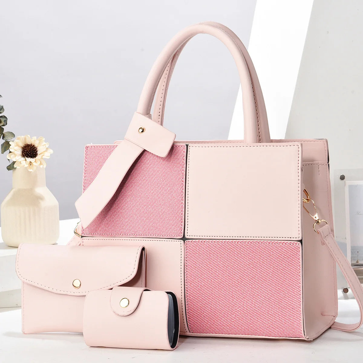 شنطة جلد كاجوال للنساء - 2025 New PU Leather 3 in 1 Women Bags Se