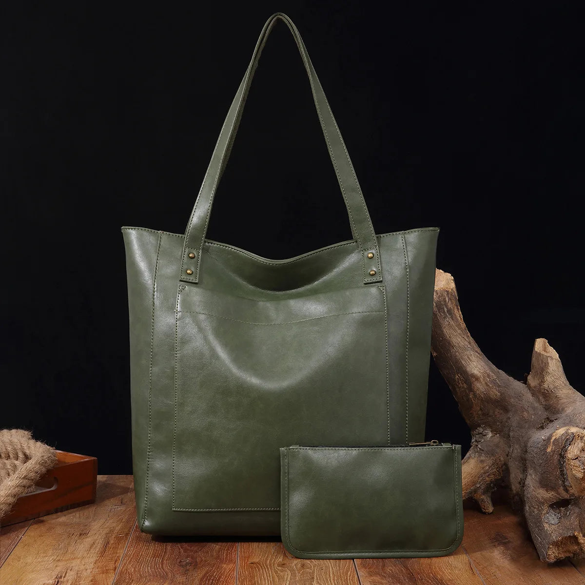 شنطة كتف كاجوال للنساء - Women's Soft Leather Hand Bags Oil Wax L