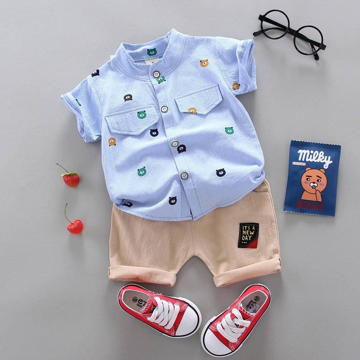 صيف جديد cotton children's clothing sets for أولاد أكمام قصيرة فستان and two-piece baby طقم