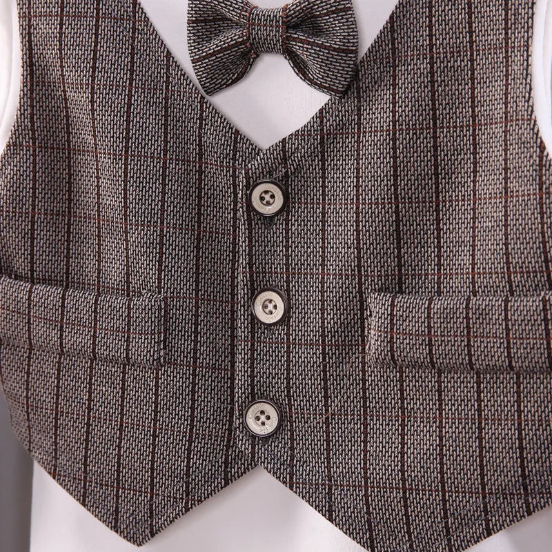 high quality children clothes أولاد 3 pieces suits bow tie أولاد فستان بدلة for popular ولد baby clothing stripe فستان suits