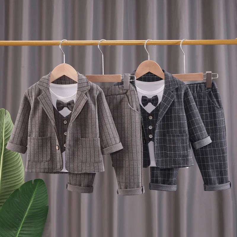 high quality children clothes أولاد 3 pieces suits bow tie أولاد فستان بدلة for popular ولد baby clothing stripe فستان suits