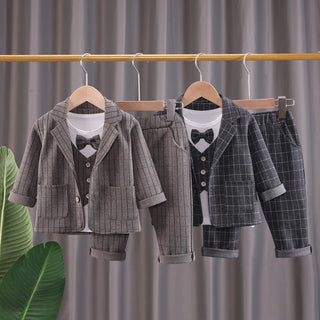 high quality children clothes أولاد 3 pieces suits bow tie أولاد فستان بدلة for popular ولد baby clothing stripe فستان suits