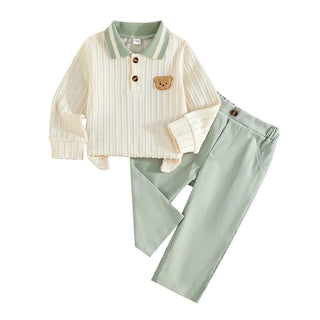 high quality cotton baby بنت joker طقم for ربيع خريف chic ستايل غربي ستايل fresh cute striped embroidery