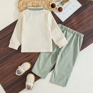 high quality cotton baby بنت joker طقم for ربيع خريف chic ستايل غربي ستايل fresh cute striped embroidery