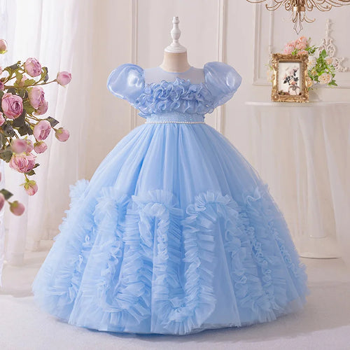 high quality بنات' floral chiffon فستان for wedding prom birthday party-children's بنت فستان أميرة أكمام قصيرة cute