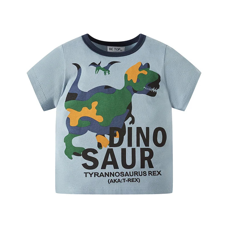 hot sale أولاد baby صيف o-neck t-shirt كاجوال ستايل 100% cotton animal print ناعم breathable plus size 200 grams knitted odm