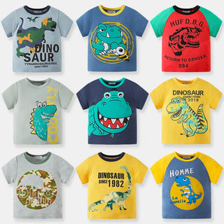 hot sale أولاد baby صيف o-neck t-shirt كاجوال ستايل 100% cotton animal print ناعم breathable plus size 200 grams knitted odm