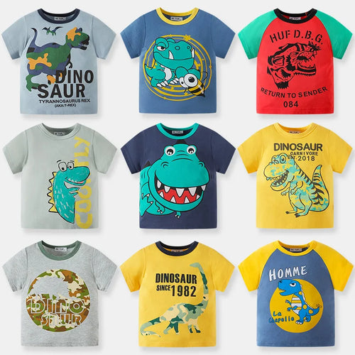 hot sale أولاد baby صيف o-neck t-shirt كاجوال ستايل 100% cotton animal print ناعم breathable plus size 200 grams knitted odm