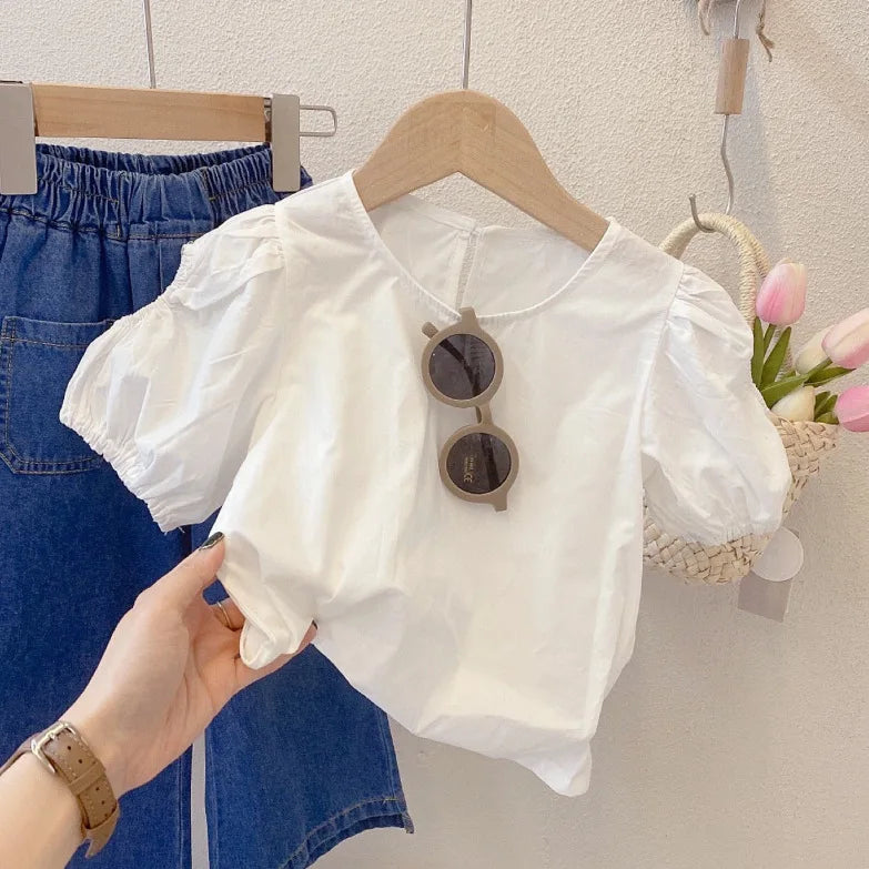 hot sale بنت's clothing طقم beautiful دينم sling توب قصير shirt كاجوال jeans pants 3 pieces بدلة