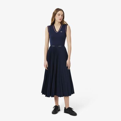 تنورة طويلة مطوية بخصر مطاطي Lacoste
