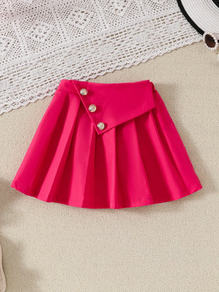 أطفال two-piece party بدلة fashionable stylish outfit solid color بدون أكمام button فيست بليسيه جيب بنات clothing طقم