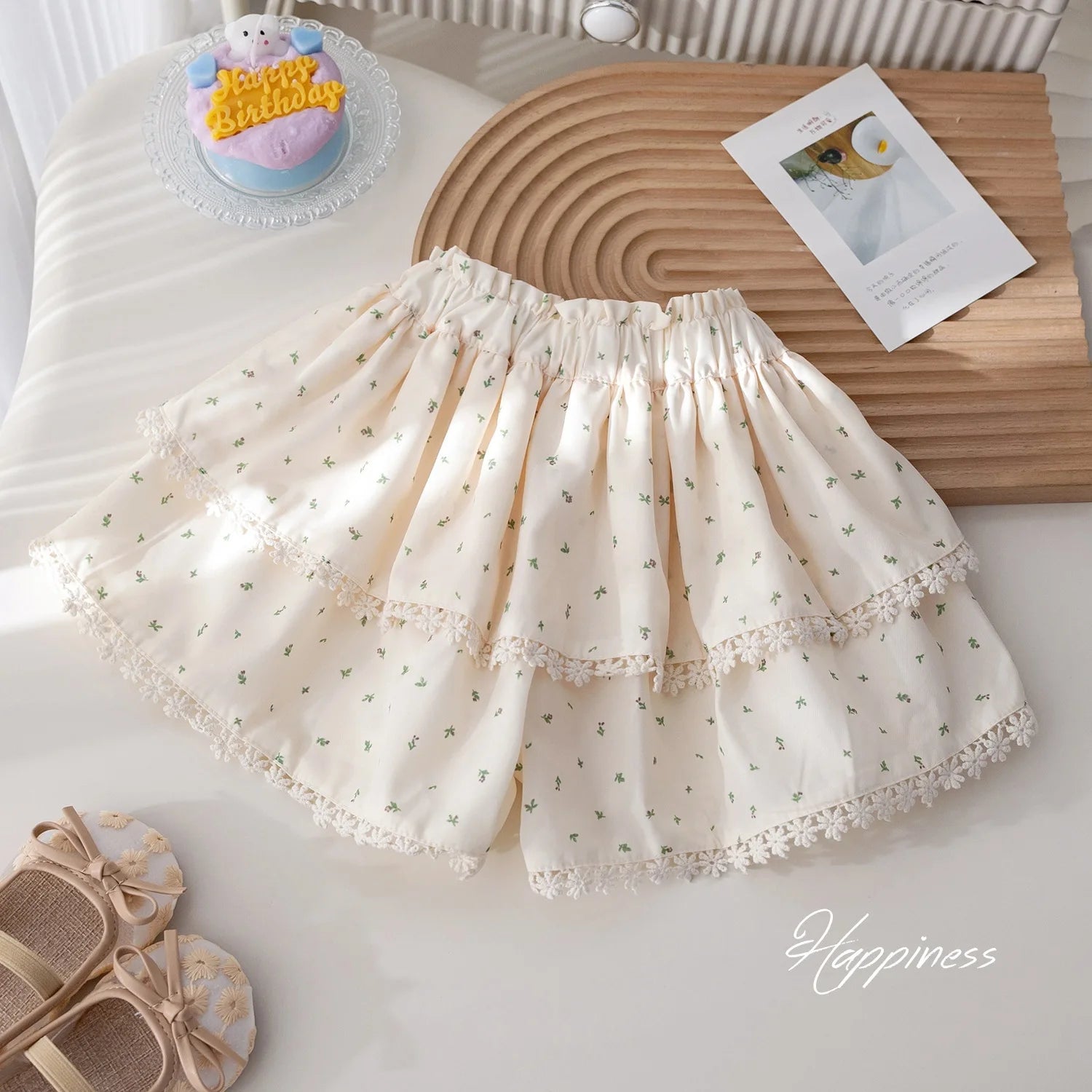 korean ستايل cute بنت بدلة صيف floral lace bow أكمام قصيرة t-shirt with floral lace pants جيب طقم قطعتين