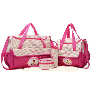 large-capacity cartoon bear mummy bag multi-functional fashionable waterproof diagonal shoulder bag 5-piece طقم