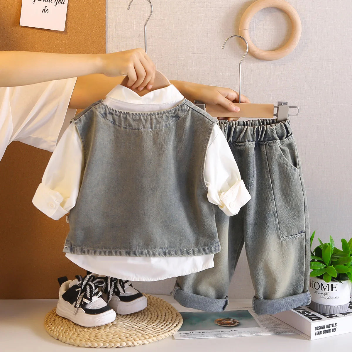 little ولد دينم فيست three piece طقم موضة 2025 ربيع وخريف جديد ستايل أولاد' stylish خريف clothes wholesale baby clothes