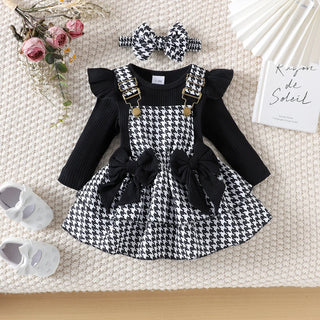 أكمام طويلة harper توب and printed strapline جيب طقم for baby بنات ربيع وخريف with cotton headdress