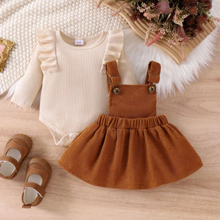 أكمام طويلة toddler's طقم قطعتين solid color pullover jacket strappy جيب fashionable cotton button closure baby بنات