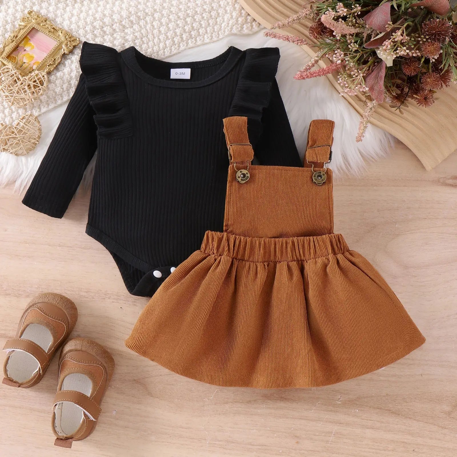 أكمام طويلة toddler's طقم قطعتين solid color pullover jacket strappy جيب fashionable cotton button closure baby بنات