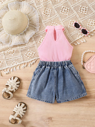 جديد arrival صيف بنات clothing sets children بنات butterfly shirt jeans two piece outfit