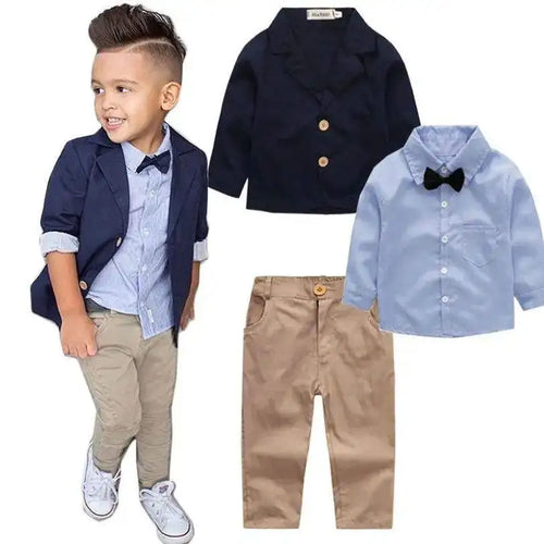 جديد baby boutique wholesale أكمام طويلة bowtie shirt clothing طقم أولاد fancy elegant كاجوال بدلة طقم
