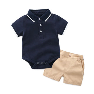 جديد baby ولد clothes طقم children صيف polo romper قصير 2pcs بدلة ولد clothing sets