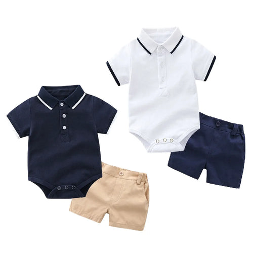جديد baby ولد clothes طقم children صيف polo romper قصير 2pcs بدلة ولد clothing sets