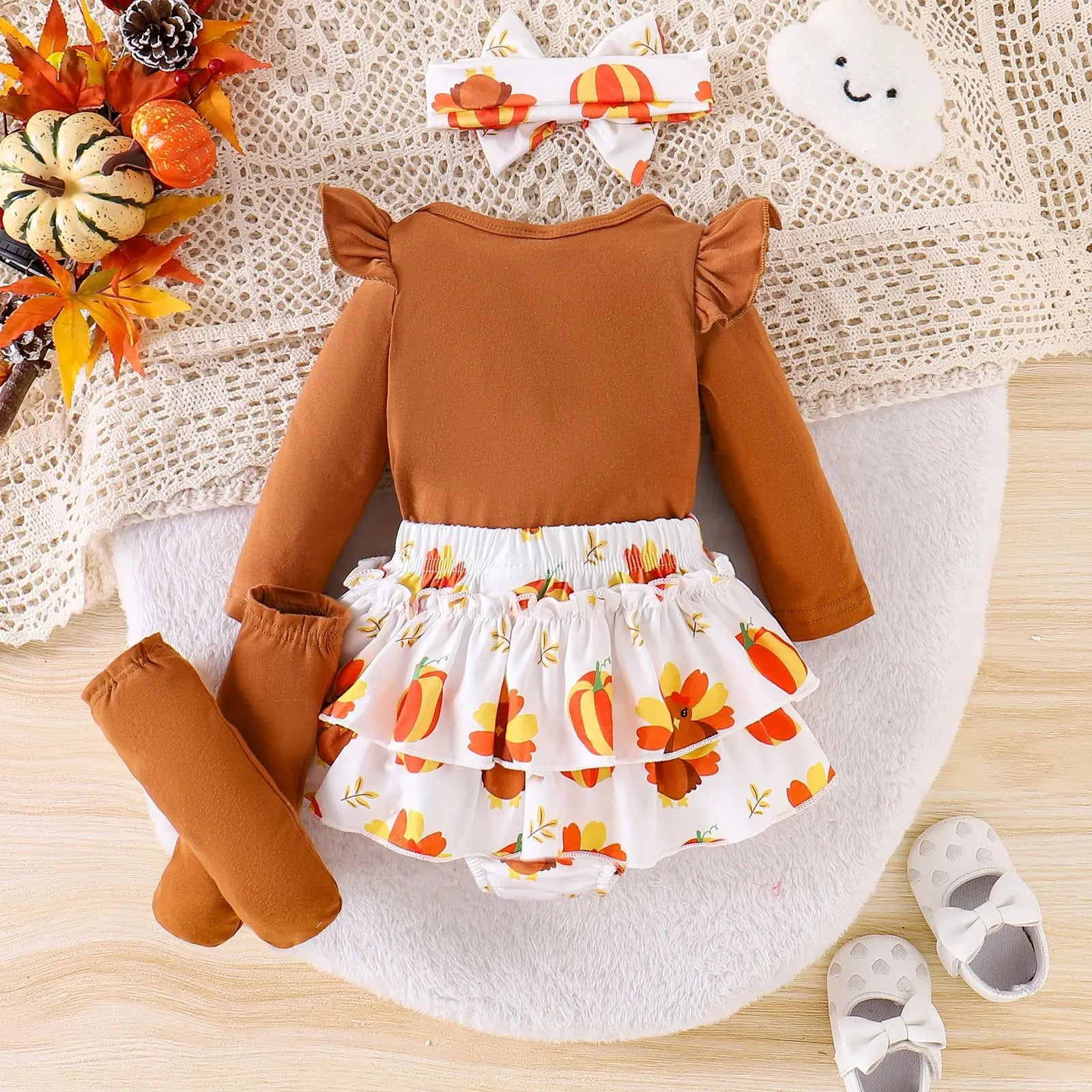 جديد baby بنت fashion clothing طقم 4pcs 100% cotton أكمام طويلة coat جيب socks & headdress with button closure
