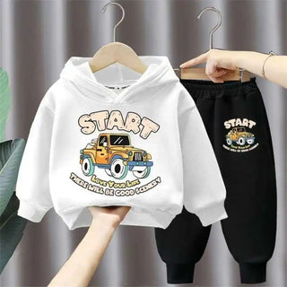 جديد أولاد' كاجوال outfits two-piece cotton hoodie بدلة with foreign ستايل cartoon printed توب children's sizes