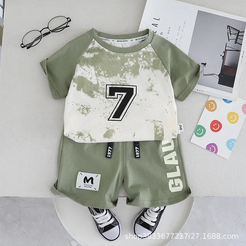 جديد أولاد' كاجوال صيف wear صيف جديد children's breathable cotton sports أكمام قصيرة shorts طقم قطعتين