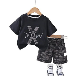 جديد أولاد صيف clothes طقم handsome children صيف clothes خفيف قصير-sleeved camouflage shorts طقم قطعتين