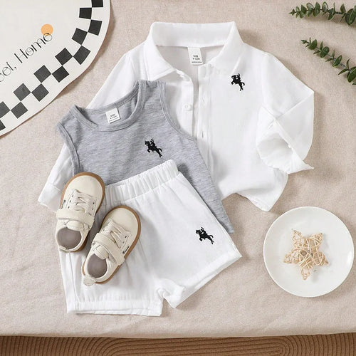 جديد children's خريف clothing بدلة male baby clothes أولاد' طويل-sleeved pure white coat gray inner wear