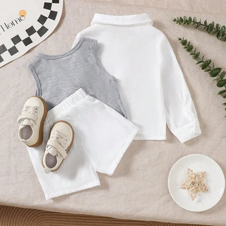 جديد children's خريف clothing بدلة male baby clothes أولاد' طويل-sleeved pure white coat gray inner wear