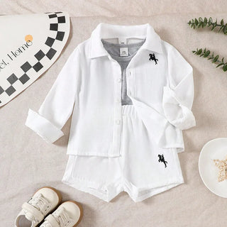 جديد children's خريف clothing بدلة male baby clothes أولاد' طويل-sleeved pure white coat gray inner wear