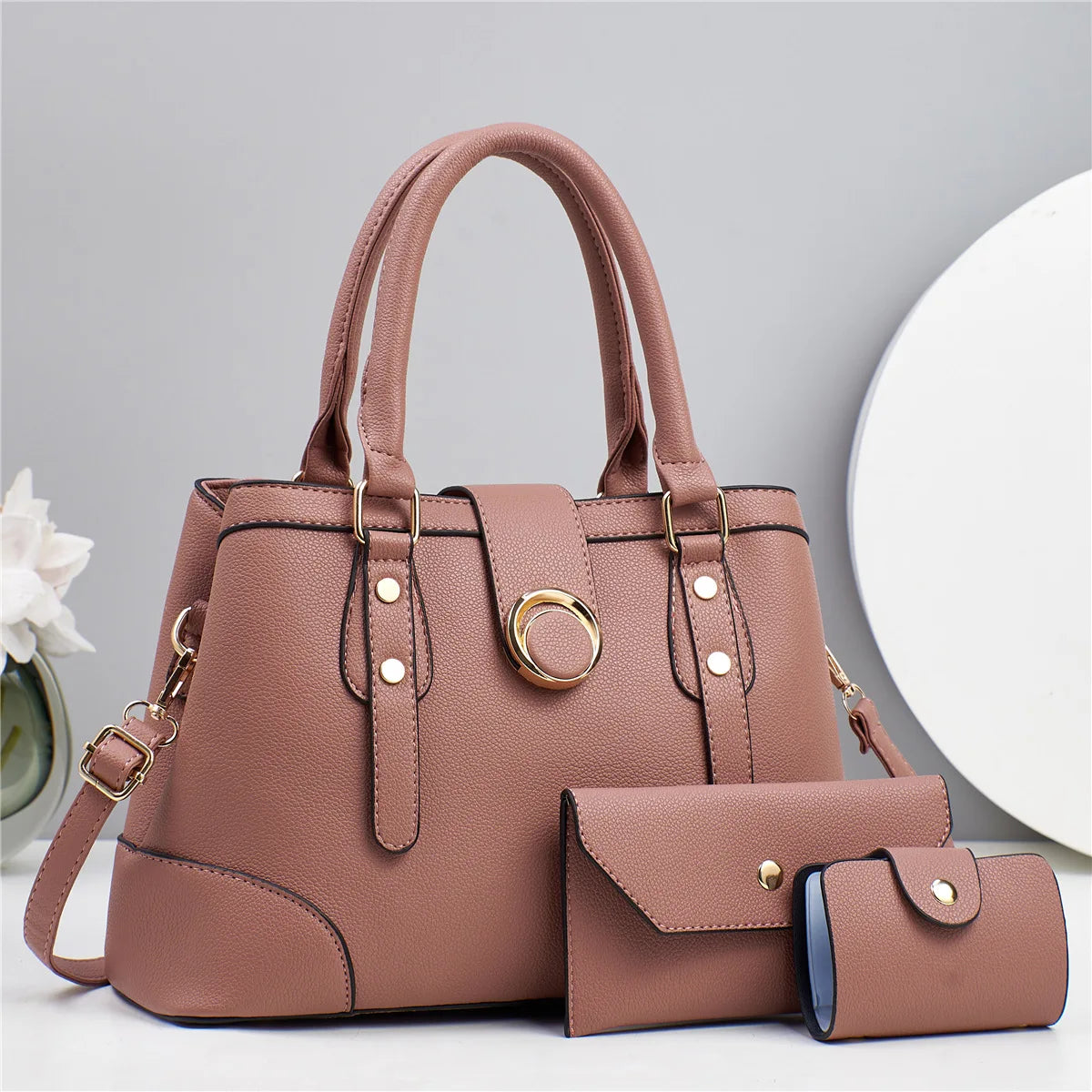 شنطة نسائية مميزة للنساء - New Contrast Color Simple Embossed Three