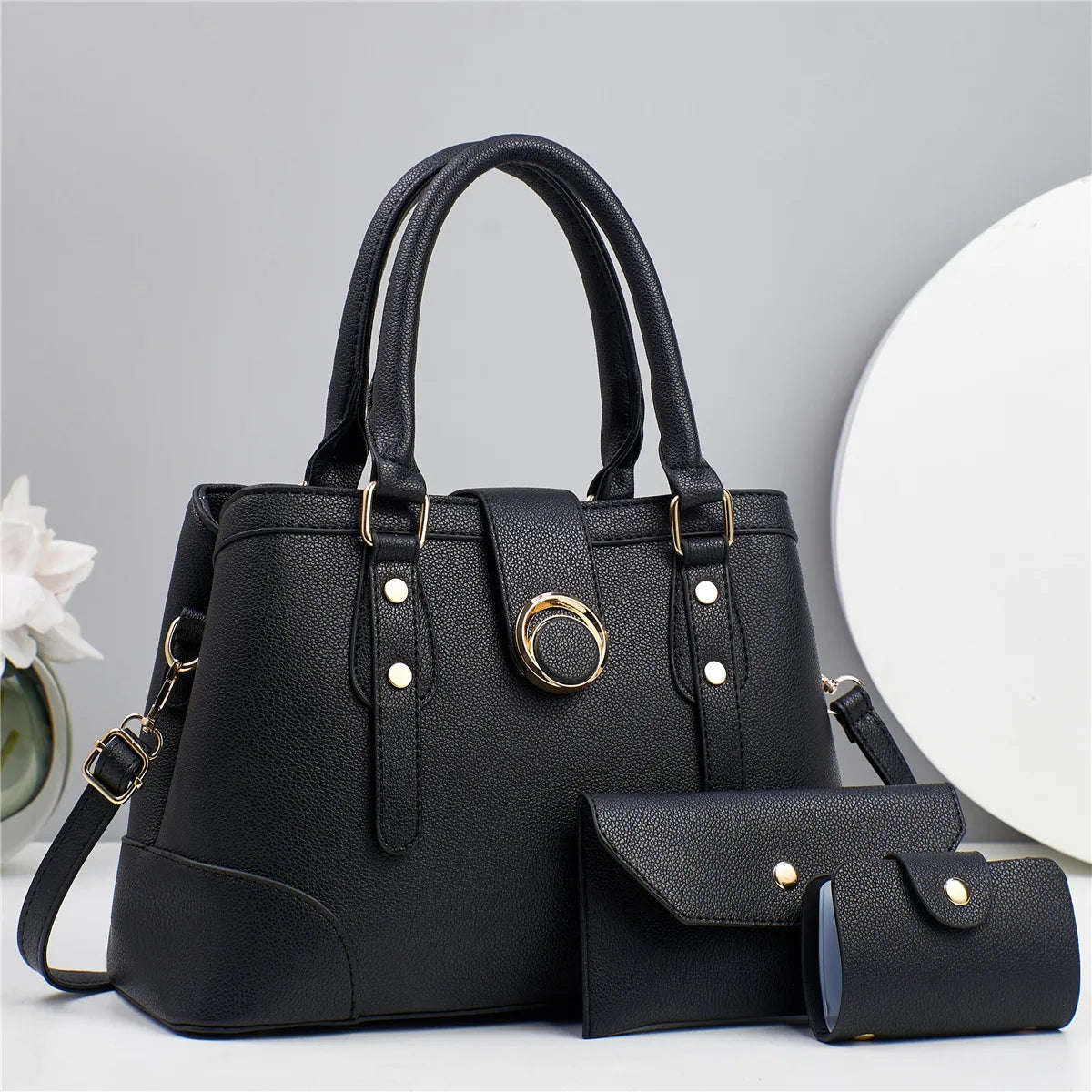 شنطة نسائية مميزة للنساء - New Contrast Color Simple Embossed Three