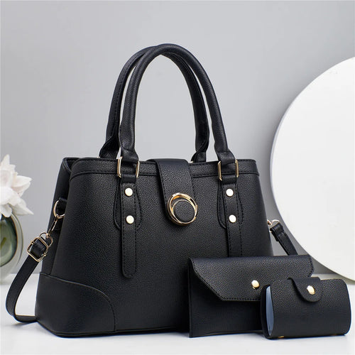 شنطة نسائية مميزة للنساء - New Contrast Color Simple Embossed Three