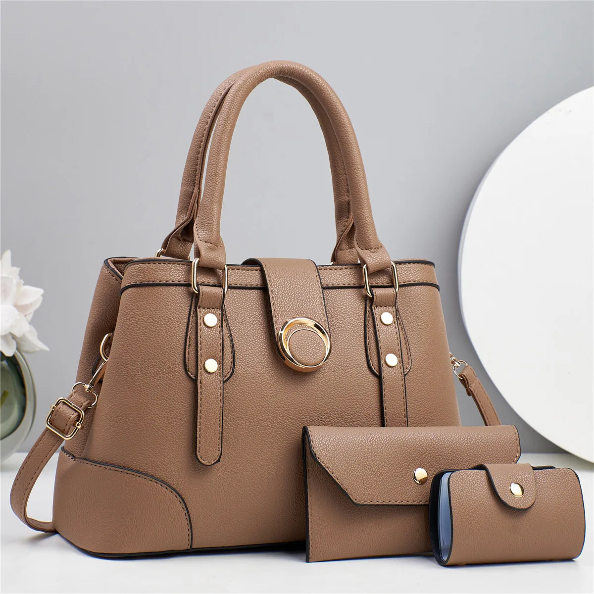 شنطة نسائية مميزة للنساء - New Contrast Color Simple Embossed Three