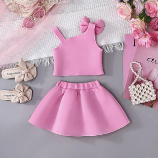 جديد cute off-shoulder كم bow أميرة فستان for بنات solid color infant toddler كاجوال clothing طقم made worsted