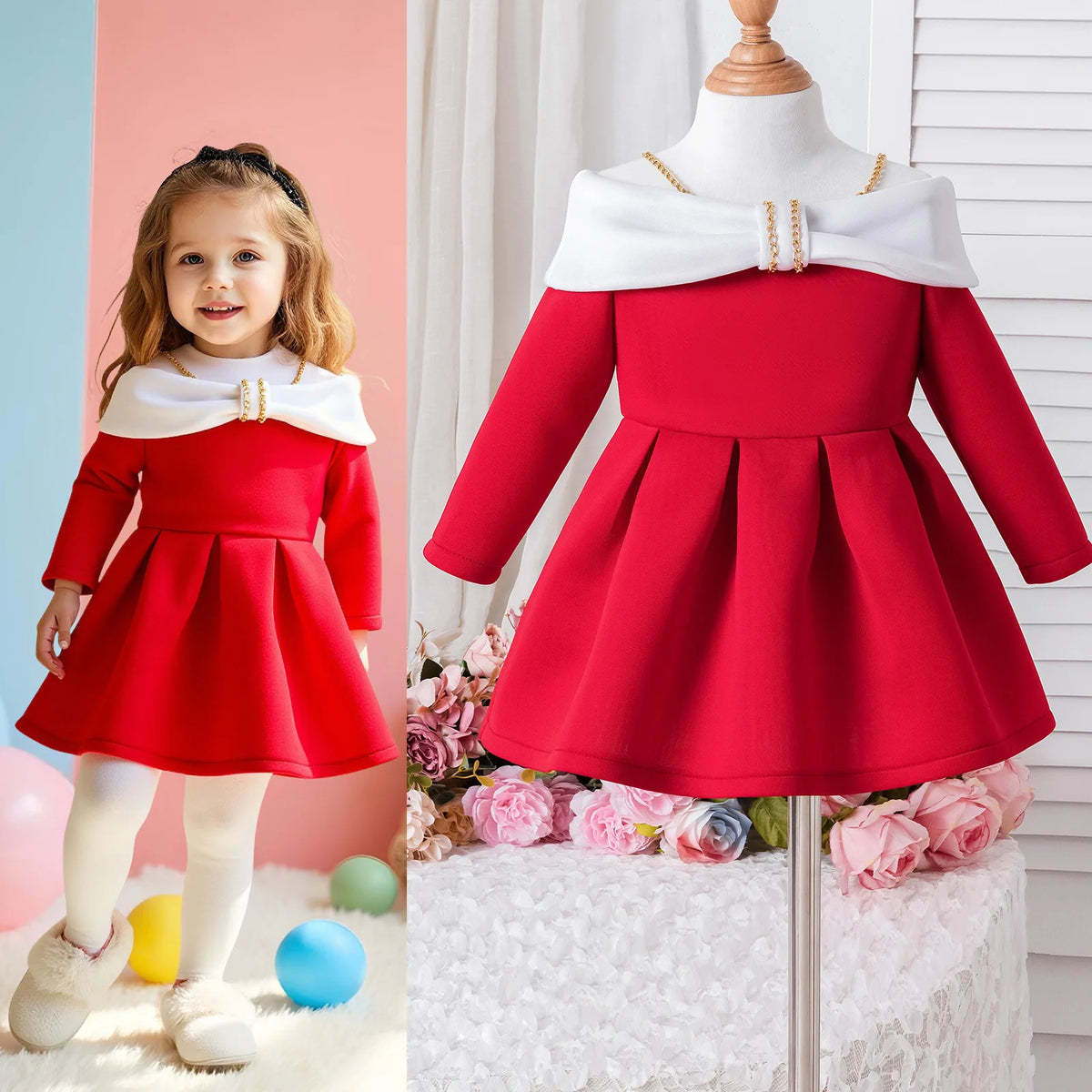 جديد بنات' floral printed فستان ربيع وخريف children's strap shoulder knee-length بدلة with ruffle decoration odm supply