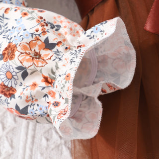جديد بنات' أكمام طويلة lapel flower printed فستان woven belt children's صيف odm knitted fabric فستان button decoration