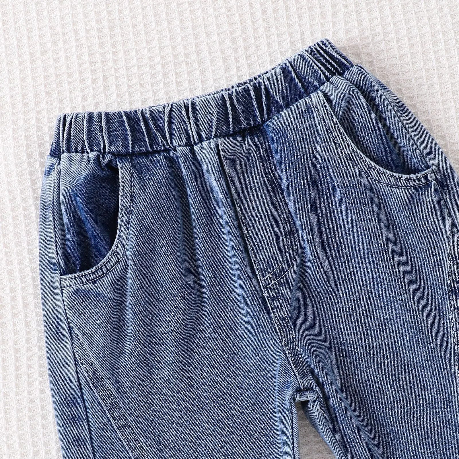 جديد بنات طقم قطعتين cotton توب and pants micro horn دينم with tooling stitching two-piece design